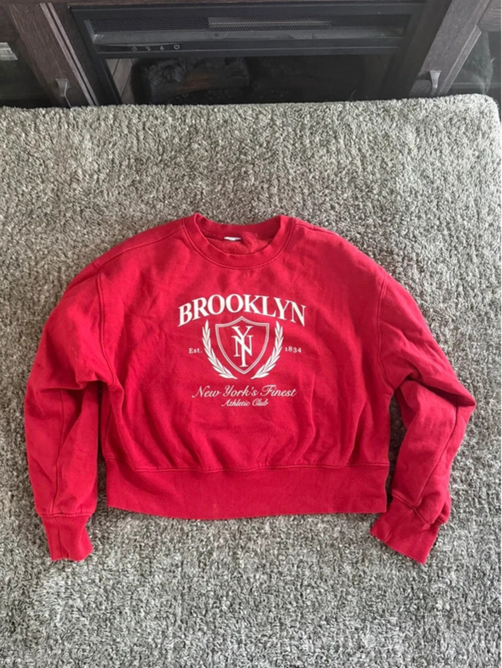 Old Navy Red Brooklyn Crewneck Sweatshirt Small